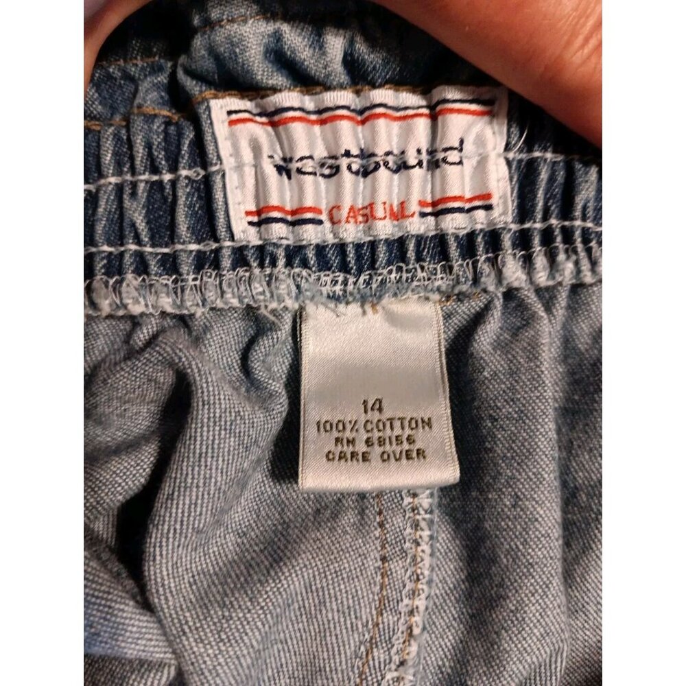 Vtg Westbound Maxi Denim Skirt Womens 14 Blue Metal Button Front Pockets Cotton - Picture 4 of 6